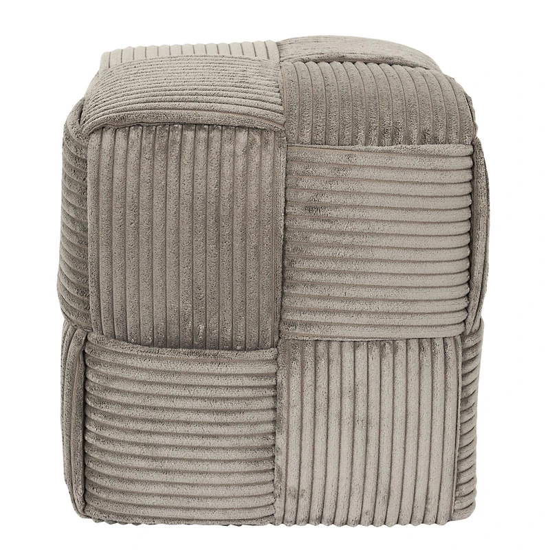 HOME DECO FACTORY, HD0540, Taupe Braided Ribbed Pouffe, Elegant and Comfortable Design, Ideal for Living Room or Bedroom, Versatile and Easy to Care, Dimensions 36 x 38 x 36 cm, Taupe - Image 1