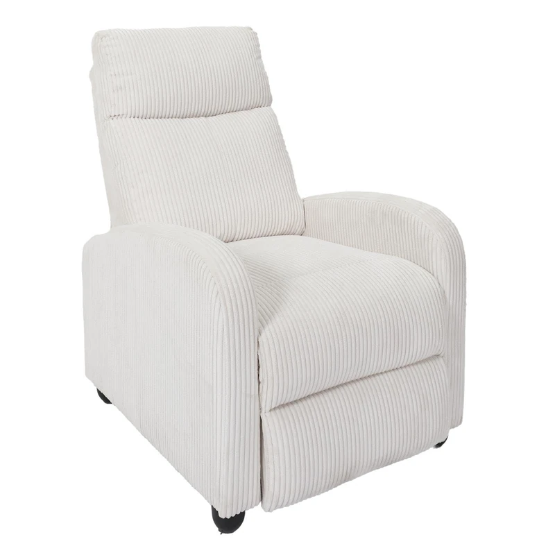 HOME DECO FACTORY, HD0346 Ribbed Armchair Beige 3 Adjustable Positions, Optimal Comfort, Modern Design, Ideal for Living Room or Bedroom, Dimensions 69 x 100 x 95 cm, Seat Height 43 cm - Image 1