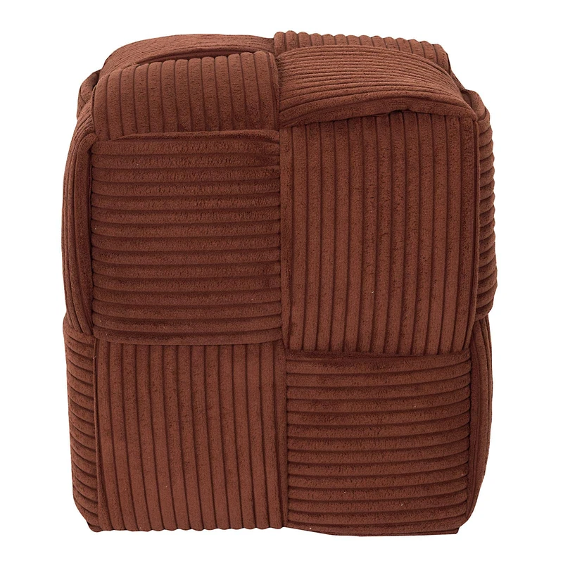 HOME DECO FACTORY, HD0539 Terracotta Woven Ribbed Pouffe, Elegant and Comfortable Design, Ideal for Cocooning, Versatile as a Seat or Coffee Table, Dimensions 36 x 38 x 36 cm, Terracotta Colour