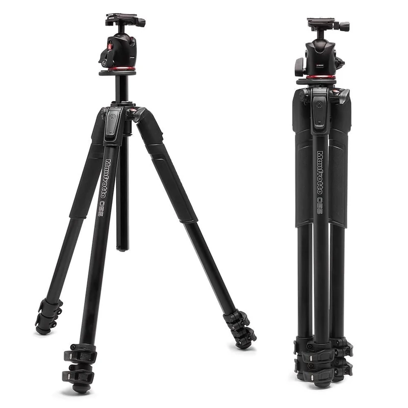 Manfrotto 055XPRO AS, 3-Section Aluminium Camera Tripod, Photo-Kit with XPRO Ball Head, 90 Degree Column, 15 kg Payload, Arca-Swiss Plate for DSLR/Mirrorless, Tripod for Camera, Photo Shooting Support