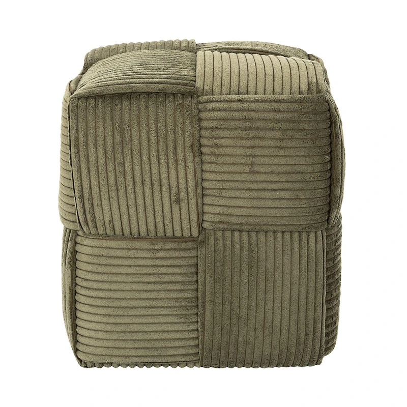 HOME DECO FACTORY, HD0541, Green Braided Ribbed Pouffe, Modern and Elegant Design, Optimal Comfort, Versatile for Living Room or Bedroom, Easy to Care, Dimensions 36 x 38 x 36 cm, Green