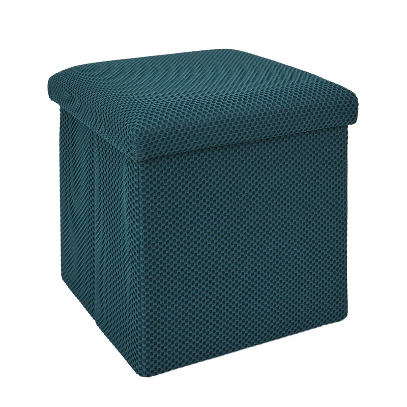 HOME DECO FACTORY, HD0504 Folding Storage Ottoman Storage Box, Contemporary Design, Multifunctional Practical and Comfortable Storage, Ideal for Living Room or Bedroom, Size M, Blue