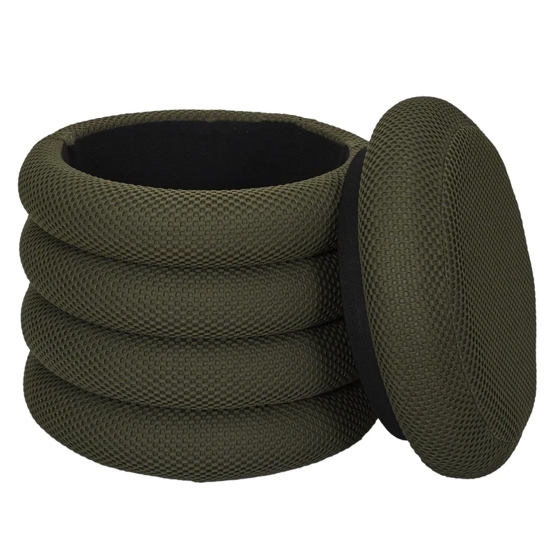 HOME DECO FACTORY, HD0427, Atom Storage Pouffe Khaki – Elegant and Practical Design, Ideal for Living Room or Bedroom, Optimal Comfort, Versatile, Easy to Maintain – Size 37 x 42 x 37 cm, Khaki