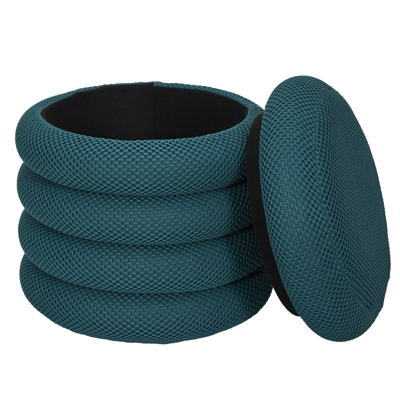 HOME DECO FACTORY, HD0424, Storage Pouffe Modern and Elegant Design, Ideal for Living Room or Bedroom, Practical and Lightweight, Generous Storage Capacity, Size 37 x 42 x 37 cm, Colour: Blue - Image 1
