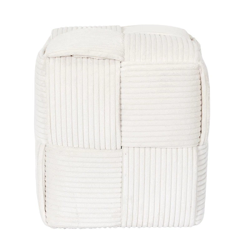 HOME DECO FACTORY, HD0538, Beige Braided Ribbed Pouffe - Stylish and Comfortable Design, Ideal for Living Room or Bedroom, Versatile as a Seat or Foot Rest, Dimensions 36 x 38 x 36 cm, Beige