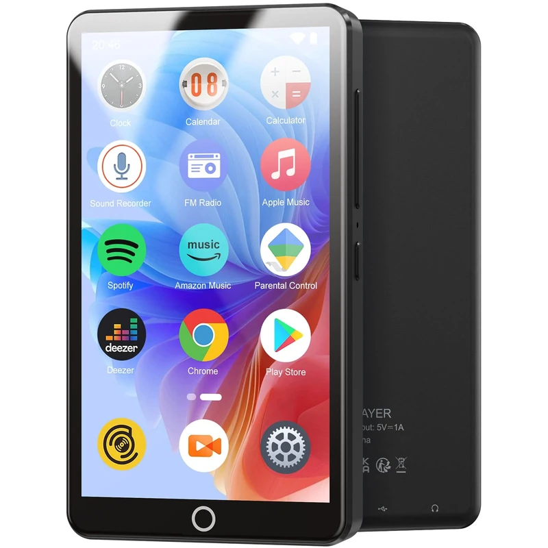 80 GB MP3 player with Bluetooth and WiFi, 4.02 Inch Touchscreen Android player with Camera, Spotify, Audible, Amazon Music, Deezer, HiFi Music and Speaker, FM Radio