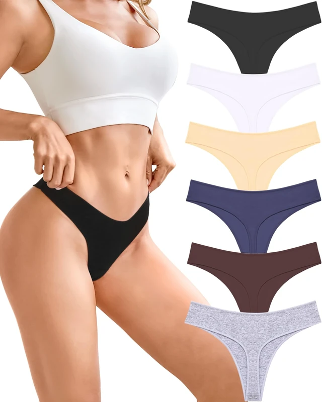 BeReady Cotton Thongs for Women Sexy Ladies Underwear Panties Hipster Bikini Breathable Knickers for Women Multipack 6