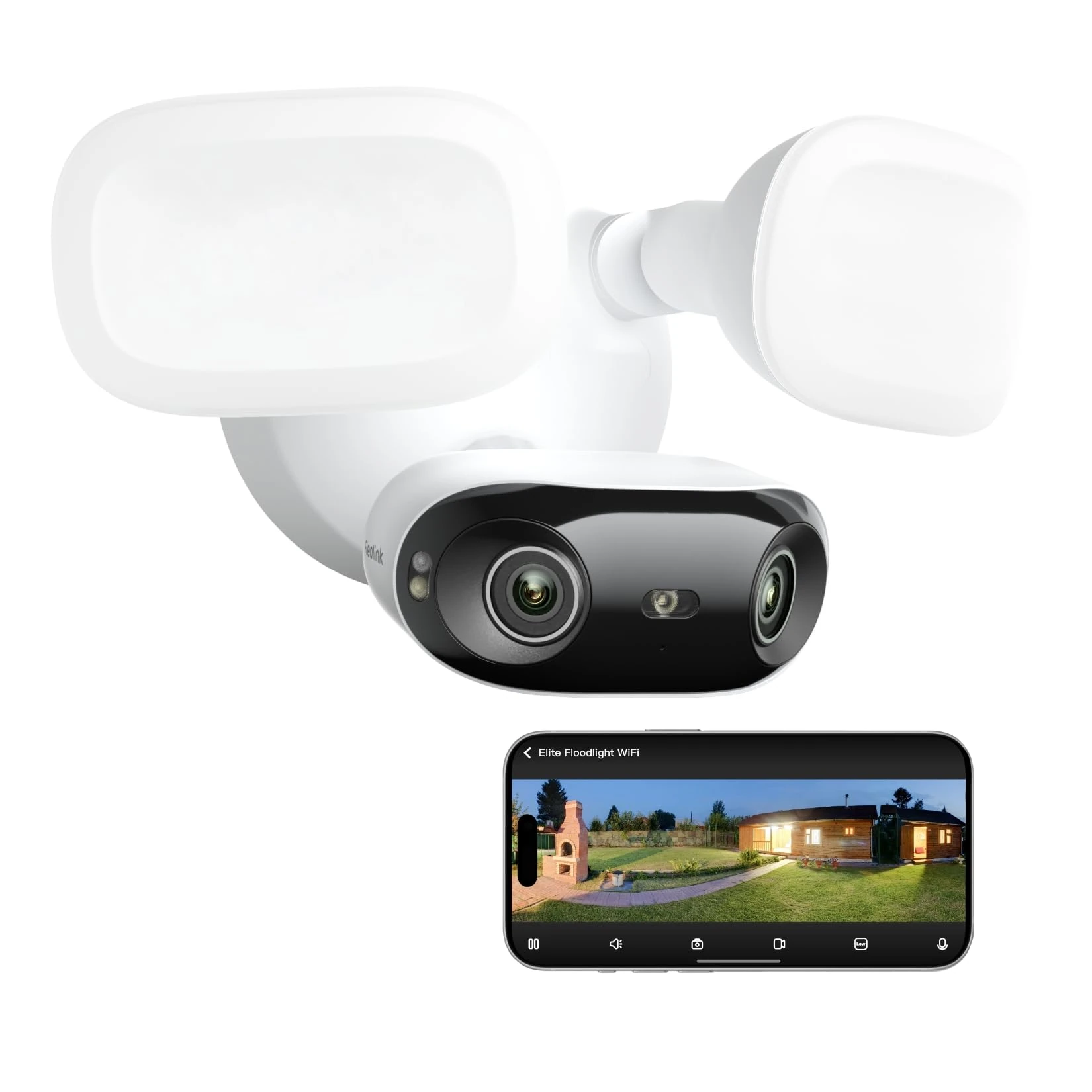 Reolink Floodlight Cam Wired 4K Wi-Fi 6, Security Camera Outdoor 8MP Dual Lens 180 FOV, Local AI Video Search, 24/7 Recording, 3000 Lumen, Waterproof IP66, Elite Floodlight WiFi