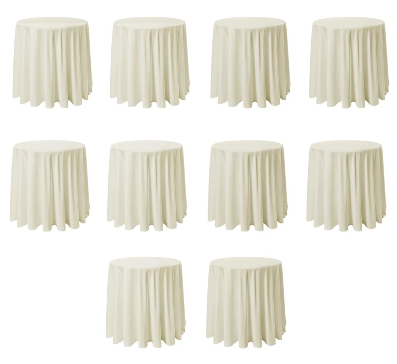 VidaFete 10 Pack 90inch Ivory Round Tablecloth