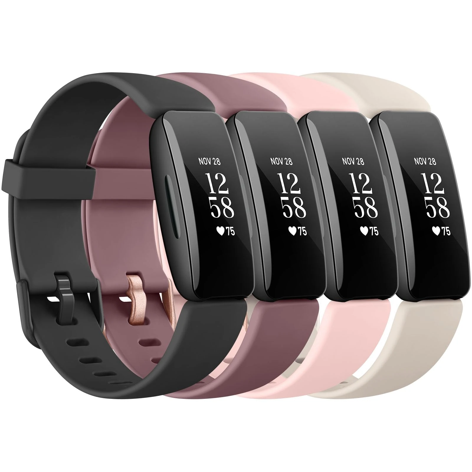 Yisica 4 Pack Straps for Fitbit Inspire 2 Straps for Men Women, Soft Silicone Comfortable Sport Adjustable Replacement Wristsbands for Fitbit Inspire 2