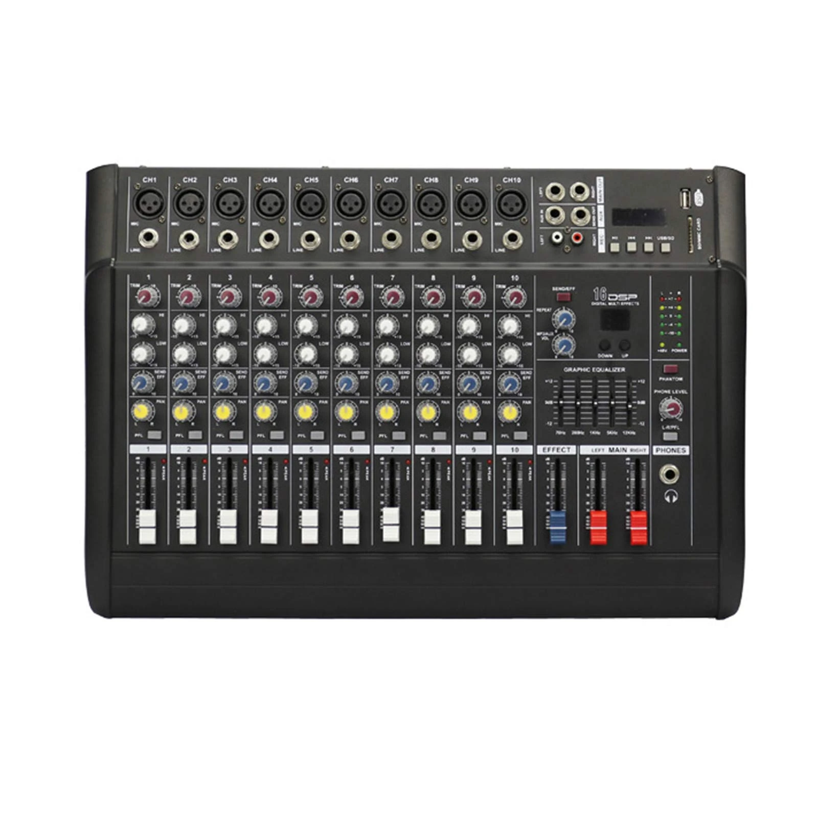 Mxxephemer Studio Mixing Desks, DJ Mixer 10 channel sound mixer USB mixer amplifier interface controller Professional USB Karaoke Sound Mixing Console DJ music power audio mixer