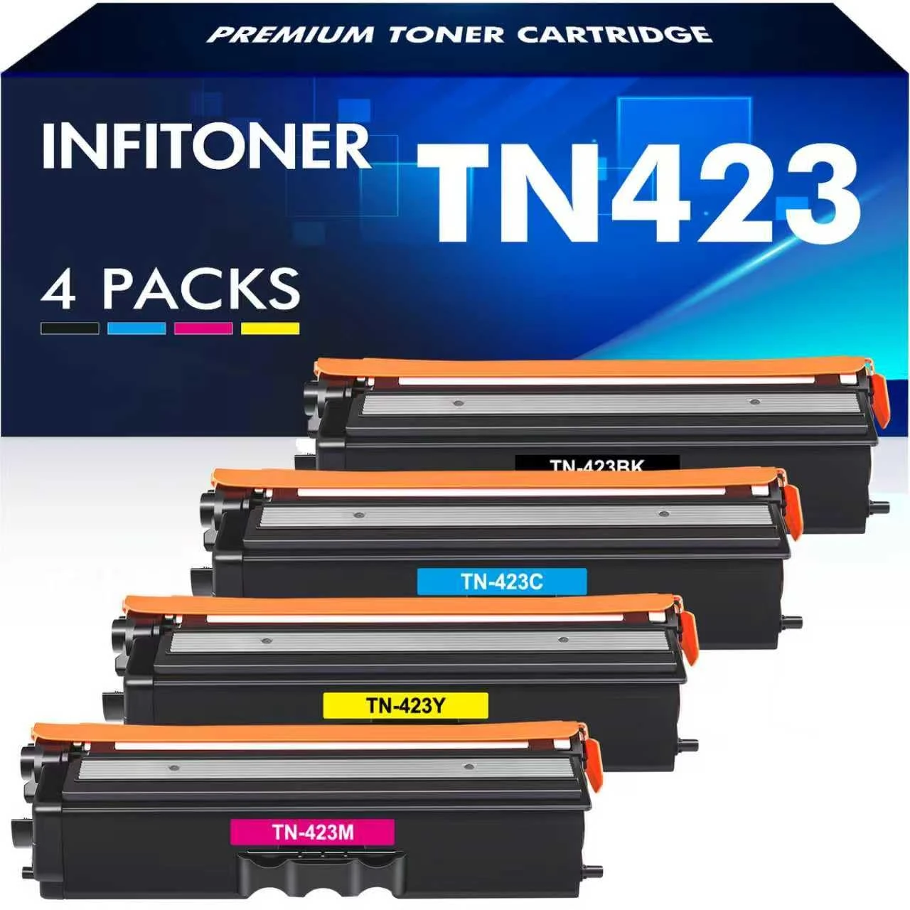 INFITONER TN423 MFC-L8690CDW Toner Compatible for Brother TN-423 TN 423 Toner for Brother HL-L8260CDW DCP-L8410CDW HL-L8360CDW MFC-L8900CDW 8690CDW 8260CDW (Black Cyan Yellow Magenta, 4 Pack)