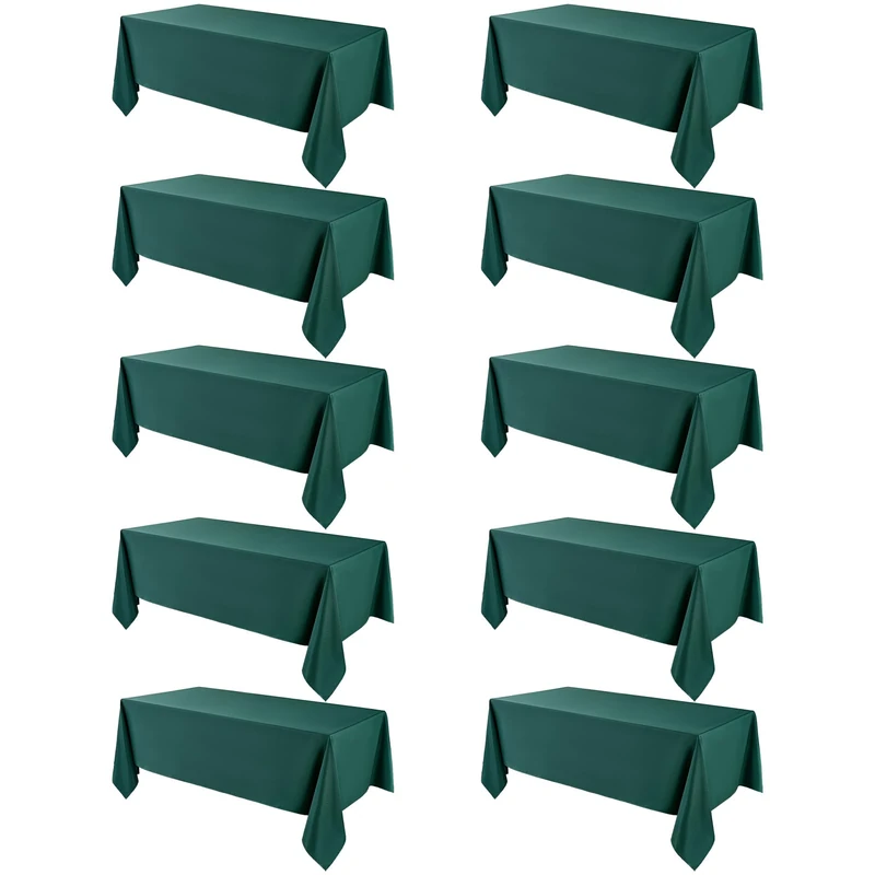 VidaFete 10 Pack 90 * 132inch Green Rectangle Tablecloth for 6ft Tables