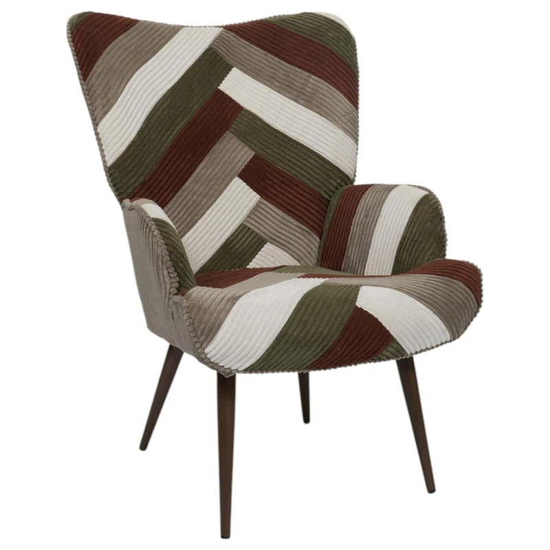 HOME DECO FACTORY, HD0549 Patchwork Living Room Armchair, Colourful and Modern Design, Ergonomic Seat, Ideal for Living Room or Office, Easy to Care, Dimensions 69 x 101 x 76 cm, Beige, Grey, Red,