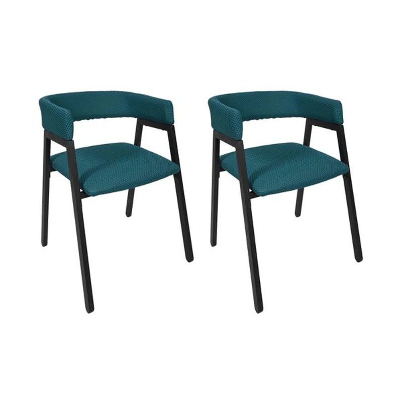 HOME DECO FACTORY, HD0464, Set of 2 Contemporary Design Armchairs, Optimal Comfort, Versatile for Living Room or Office, Easy to Care, Simple Assembly, Size 505 x 74 x 50 cm, Blue - Image 1
