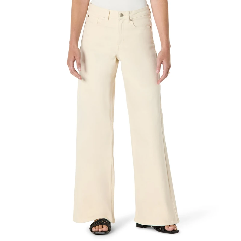 Amazon Essentials Women's Low-Stretch High-Rise Wide-Leg Jeans, Ecru, 8