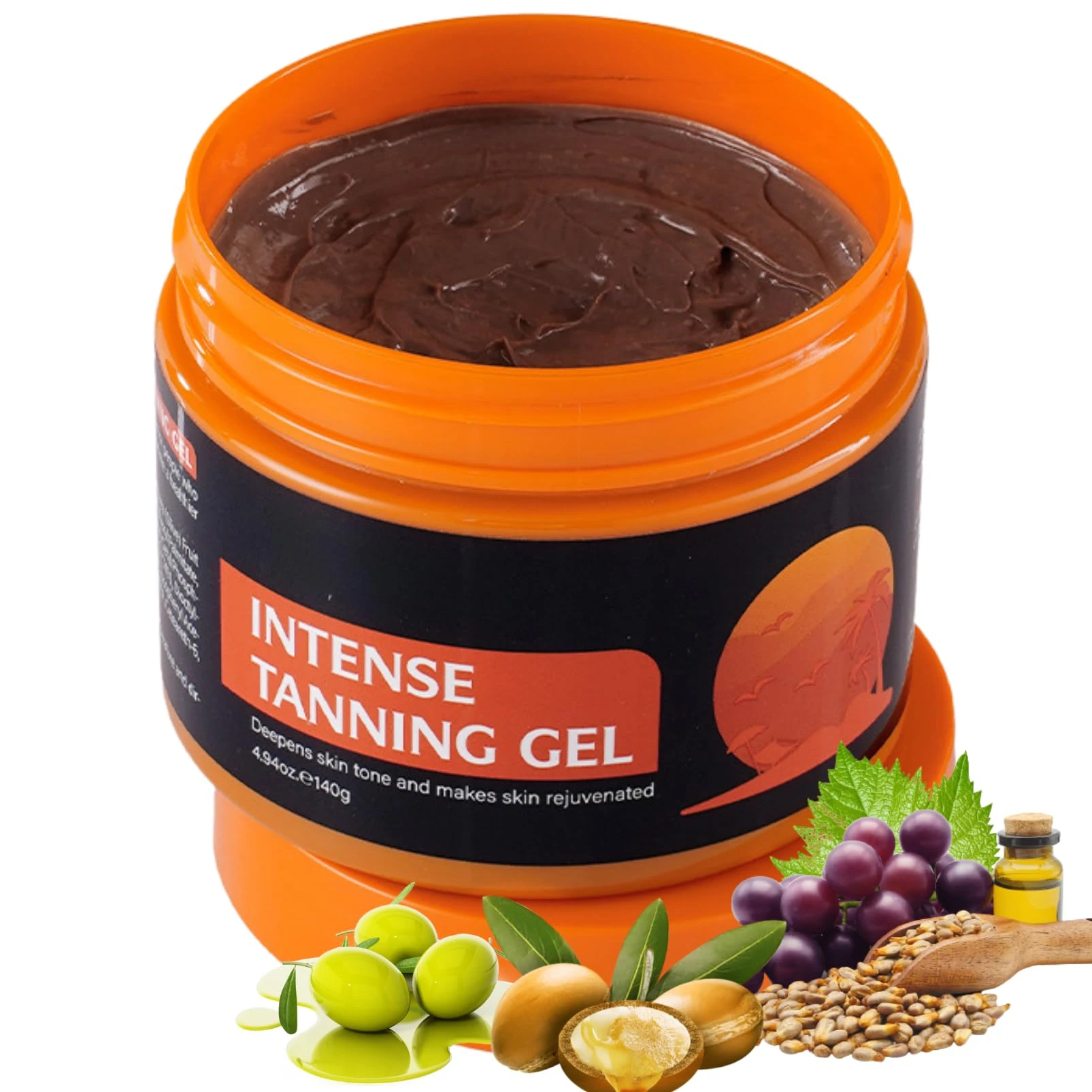 Intensive Tanning Gel 140g - Tan Accelerator with Coconut Oil & Jojoba Oil - Tan Enhancers & Accelerators Face & Body Cream - Moisturizing Body Gel for Women,Men - Sunscreen without Spf