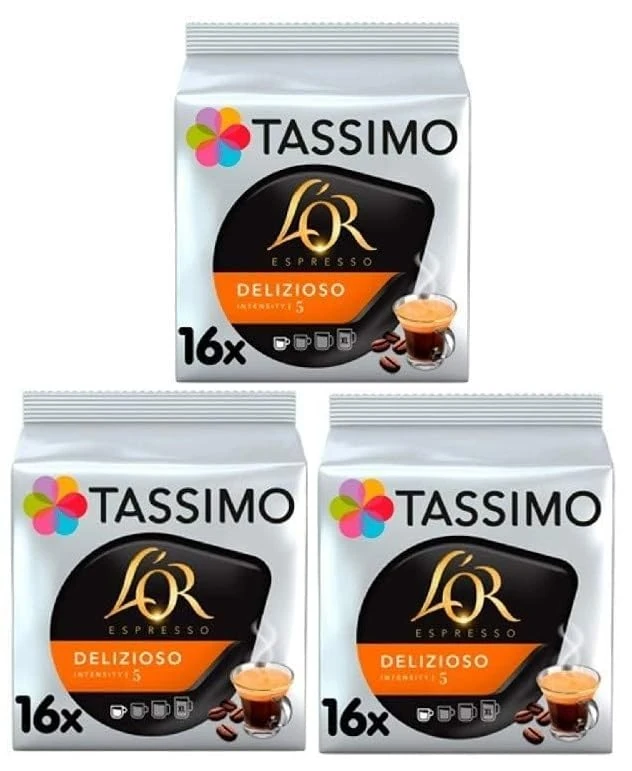 Tassimo L'OR Espresso Delizioso Coffee Pods x16 (Pack of 3, Total 48 Pods)