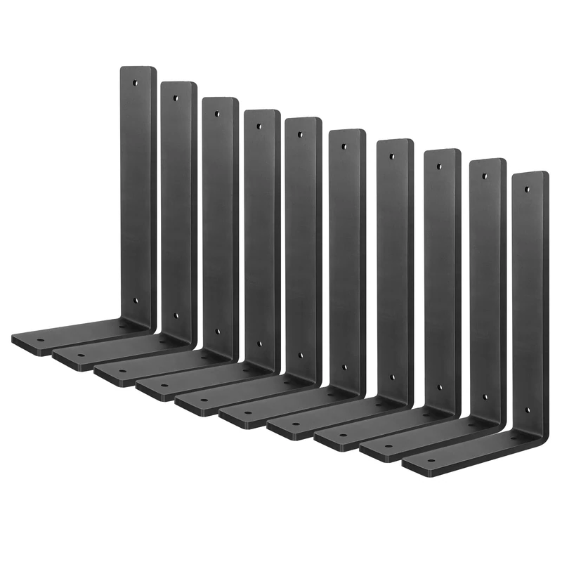 Heavy Duty Shelf Brackets 8 Inch (10 Pack), Rustic L Floating Shelf Brackets, Wall Shelf Bracket for DIY Decorative with Mounting Hardware
