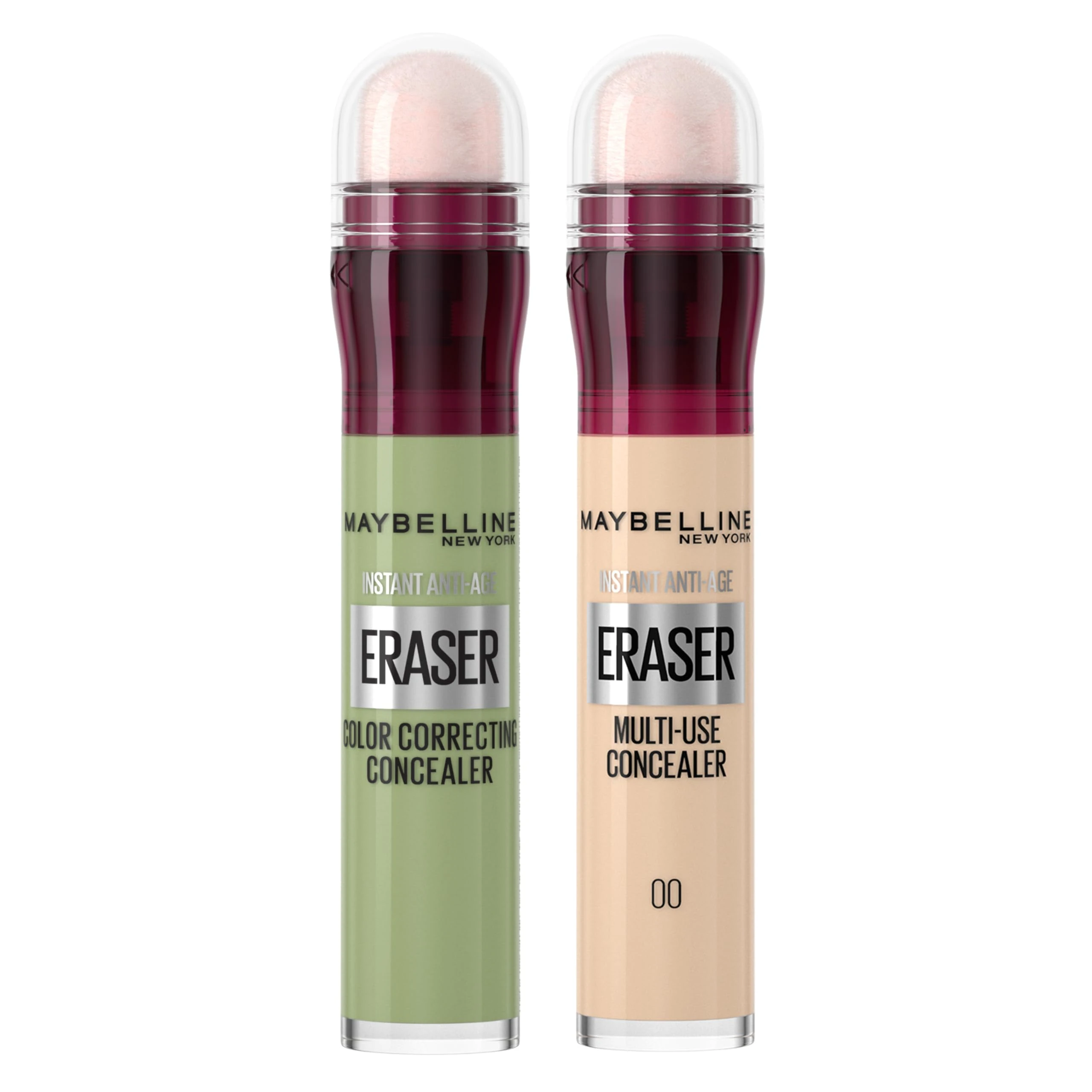 Maybelline New York Instant Eraser, Colour Correcting Concealer Duo, Counteracts Redness, for a Natural Soft-Focus Finish, Dermatologist Tested & Suitable for Sensitive Skin, (Ivory + Green)