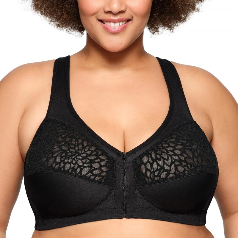 Glamorise MagicLift Front-Closure Racerback Wirefree Bra 1206 (Women's & Women's Plus) Black
