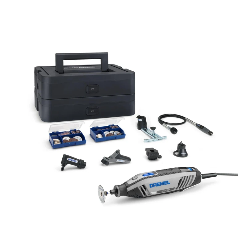 Dremel 4250 Multitool 175W, Variable Speed 5,000-35,000 RPM, Multitool Kit with 6 Attachments, 1 Dremel Box, 128 Accessories for Cutting, Engraving, Grinding, Sharpening, Drilling, Milling