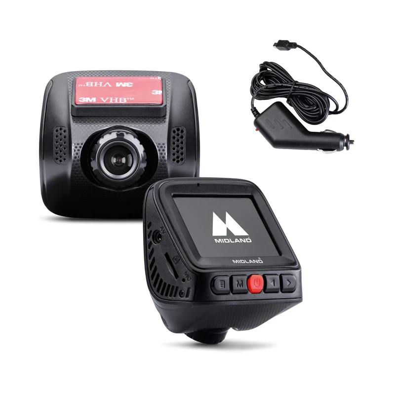 Midland - Car Dash Cam Street Guardian One with Built-In Microphone, High-Resolution Dashcam, Video Camera with Automatic Activation, Easy-to-Install Camera for Road Safety with 2 Inch Display
