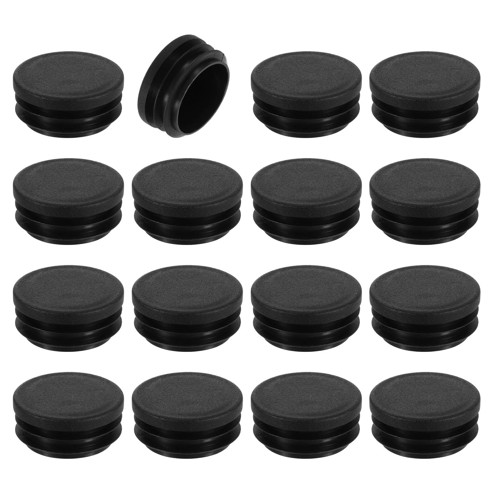 sourcing map 16 Pcs Round Plastic Plug, Black Tubing End Cap Plugs, 40mm(1.57 Inch) Furniture Leg Pipe Insert, Glide Protection for Chair, Sofa, Table, Shelf