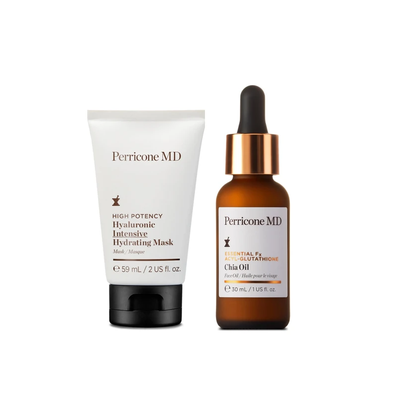 Bundle of Perricone MD High Potency Hyaluronic Intensive Hydrating Mask - 59ml + Perricone MD Essential Fx Acyl-Glutathione Chia Oil 30ml