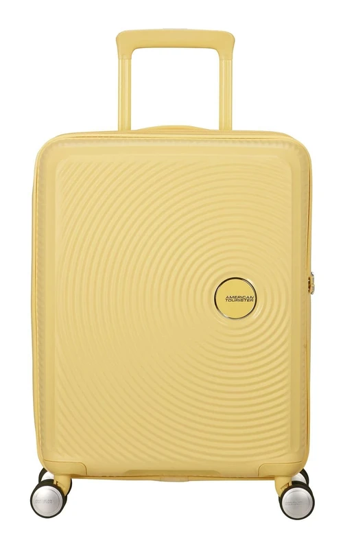 American Tourister Soundbox - Hand Luggage Suitcase 55 x 40 x 20/23 cm - Hard Shell Cabin Trolley for EasyJet & Most Airlines, Expandable, 35.5/41L, Pastel Yellow (Pastel Yellow)