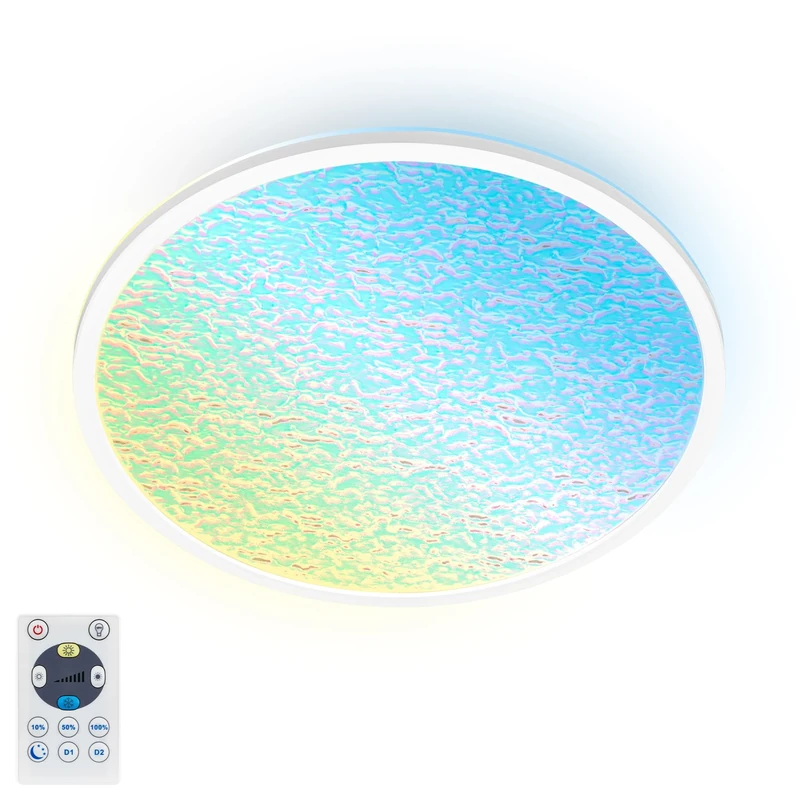 BRILONER - LED Ceiling Light with Acrylic Panel, Adjustable from Warm to Cool White, Remote Control, LED lamp, Ceiling Light, Living Room Light, Kitchen lamp, Ceiling Lighting, Ø42x2.8 cm, White