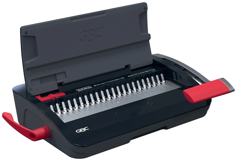 GBC CombBind CB12 Manual Binding Machine - Binds 165 A5/A4 Sheets, Compact and Lightweight Design, Punches 12 Sheets, Black/Silver, 4410060