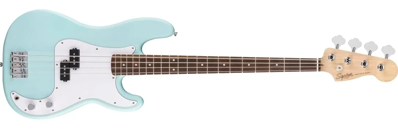 Squier by Fender Debut Collection Precision Bass Guitar, Laurel Fingerboard, White Pickguard, Daphne Blue