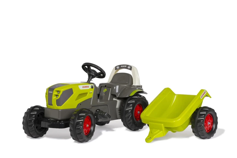 Rolly Toys rollyKid Claas Axos 240 Pedal Tractor with Trailer (for Children from 2.5-5 Years, Adjustable Chain Tension, Rear Coupling) 015047