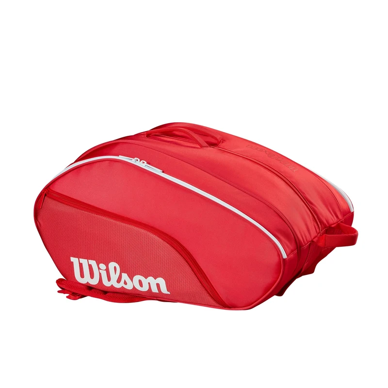Wilson Tour Red Padel Bag, Provides Ample Space for All Essentials, with a Thermoguard Shield to Protect Valuables, Easy to Carry with Adjustable Straps, Colour: Red