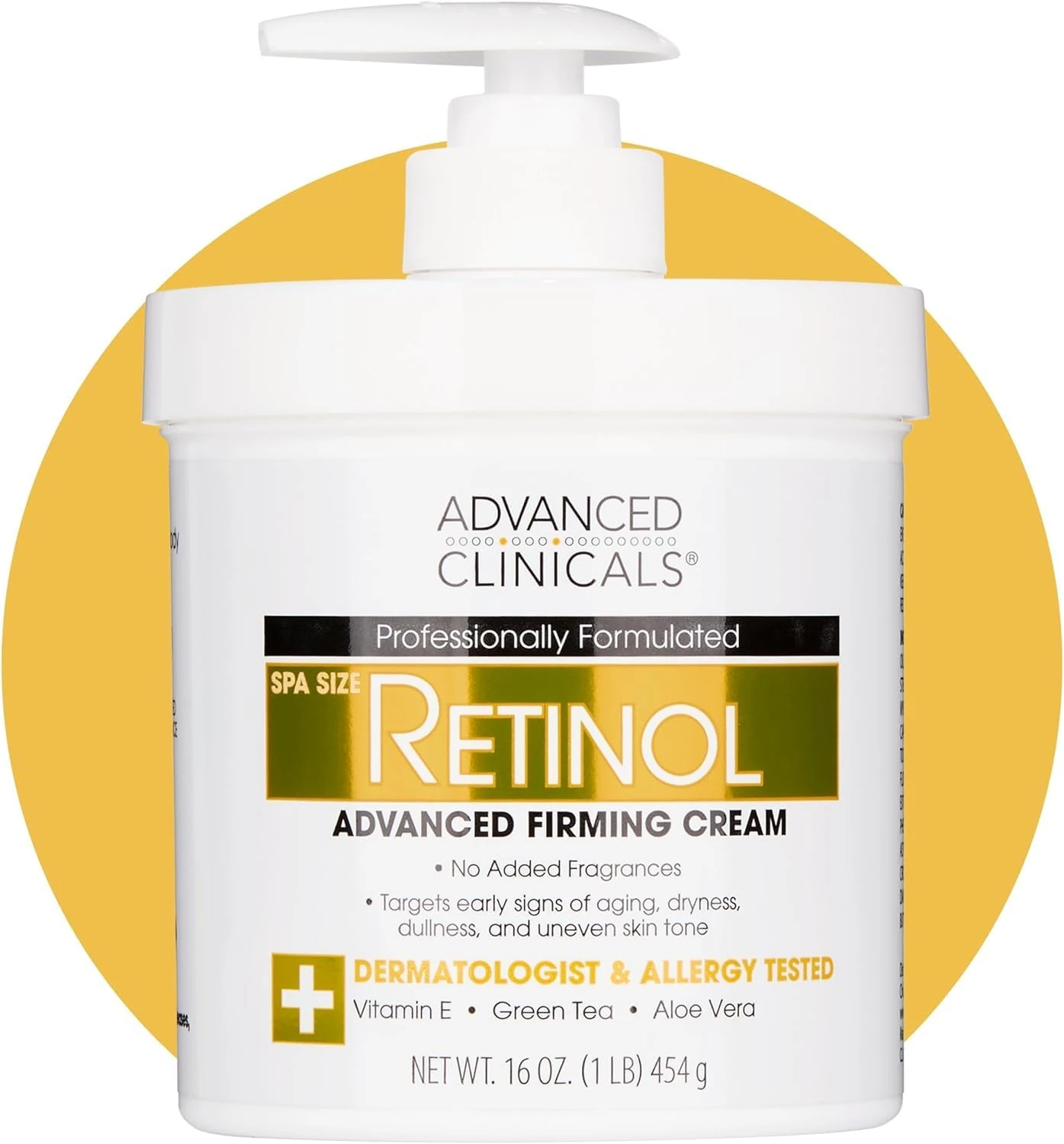 Advanced Clinicals Retinol Body Lotion & Face Moisturizer 454g – Anti-Aging Cream for Crepey, Wrinkled, Sagging & Sun-Damaged Skin