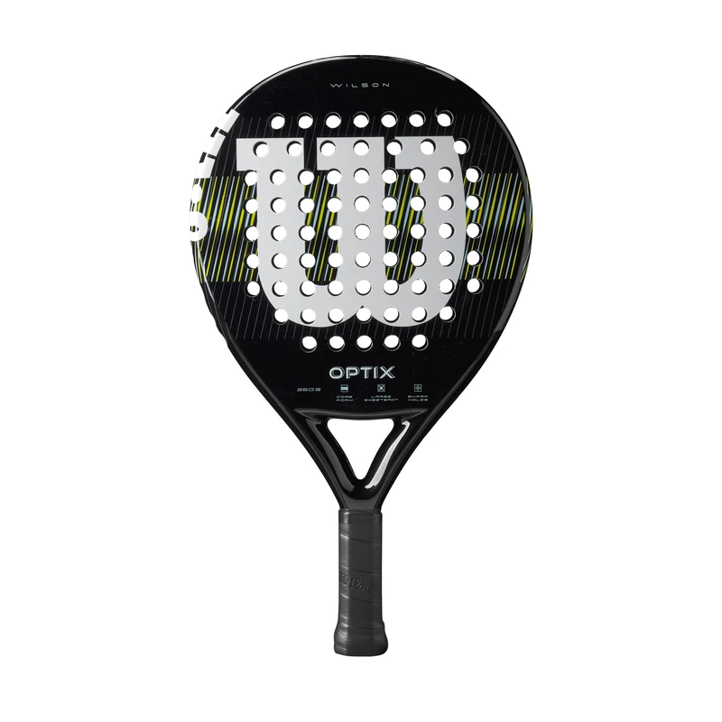 Wilson Optix V1 Padel Racket, Made with a Fiberglass Structure and Soft Foam, Circular Design and Precision Hole Technology, Colour: Black, Size: 2