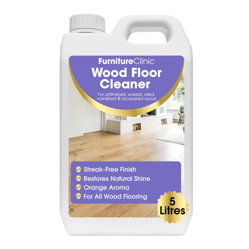 Wood Floor Cleaner - 5 Litres - Ready To Use & Quick Drying - Infused With Orange Aroma - For All Types of Wooden Floors