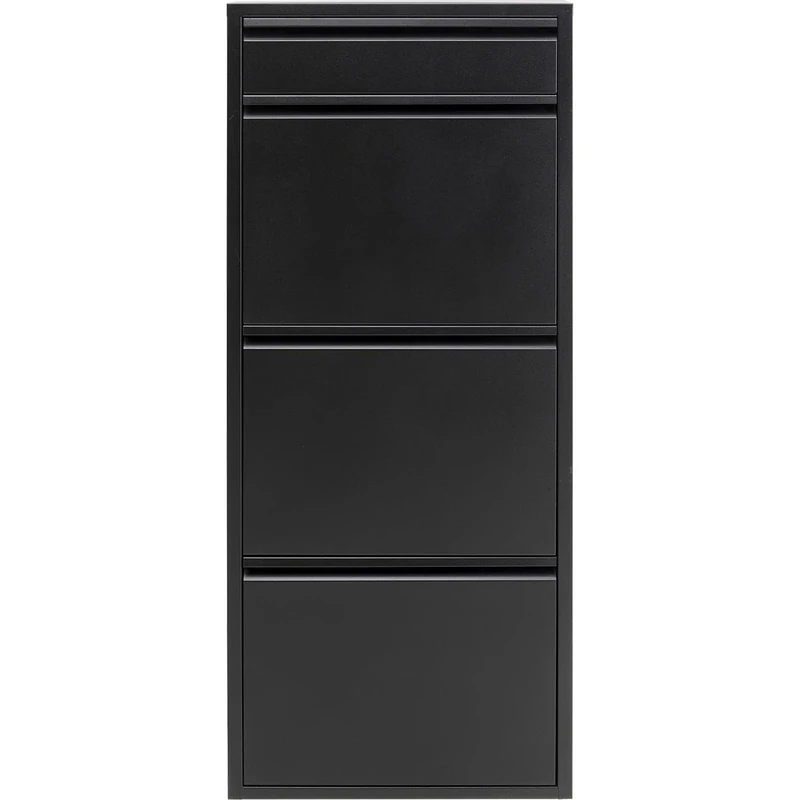 KARE Design Shoe Container Caruso 3 Plus 1, Black, Steel, 4 Tipping Compartments, Space for 6 Pairs of Shoes, Slim, Space-Saving, Storage Space, Hallway, Floor, 115x50x15 cm (H/W/D)