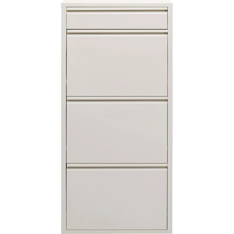 KARE Design Shoe Container Caruso 3 Plus 1, Cream, Steel, 4 Tipping Compartments, Space for 6 Pairs of Shoes, Slim, Space-Saving, Storage Space, Hallway, Floor, 115x50x15 cm (H/W/D)