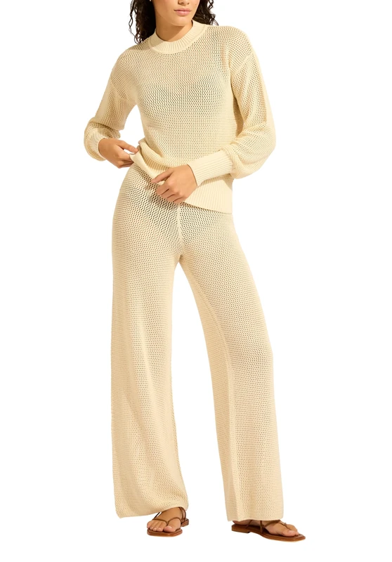 Seafolly Women's Dunes Knit Jumper Swimwear Cover Up, Beach Edit Ecru, M