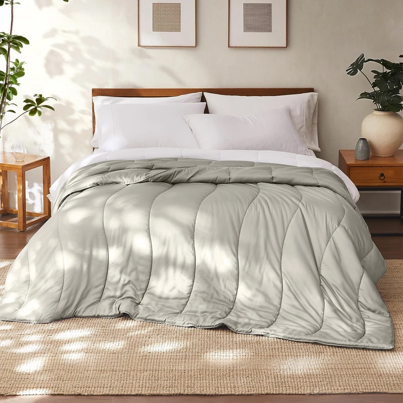 Modern Threads Tencel Lyocell Luxury Ultra Soft Down Alternative Comforter, Taupe, King - Image 1