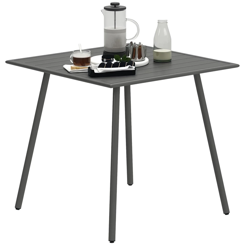 Outsunny Garden Dining Table for 4 Person - 80x80x74 cm Grey