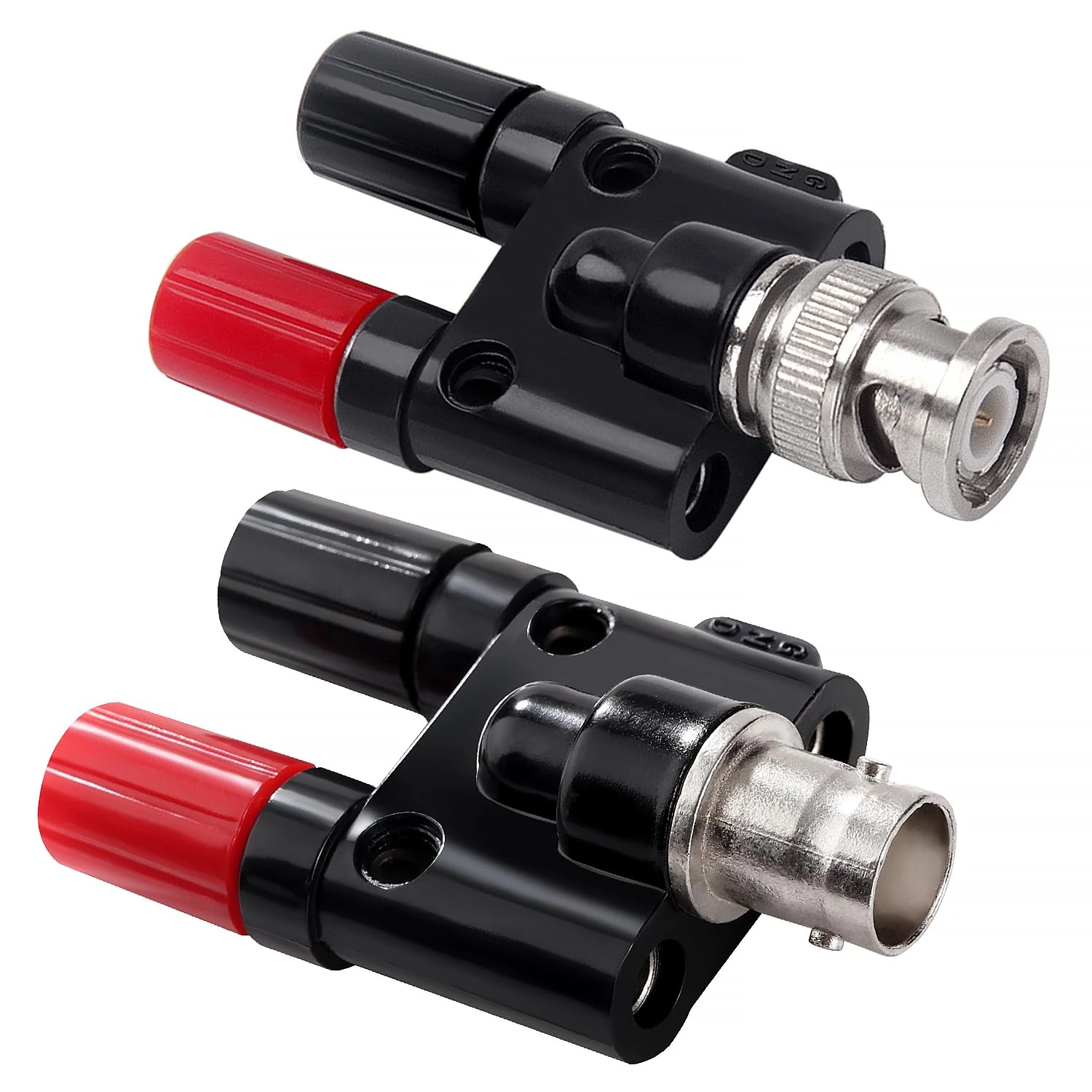 KUOQIY 2 PCS BNC to 2 x 4mm Dual Banana Female Jack Socket Binding Post Audio Adapter Connector, RF Coaxial Splitter Double Connector Jack Adaptor for Oscilloscope