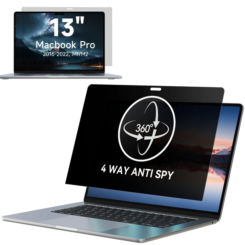 360° Privacy Screen MacBook Pro 13 inch (2016, 2017, 2018, 2019, 2020, 2021, 2022, M1, M2) & MacBook Air 13" (2018-2021, M1),Matte Anti Glare Blue Light 13 In Mac Laptop Screen Protector Filter