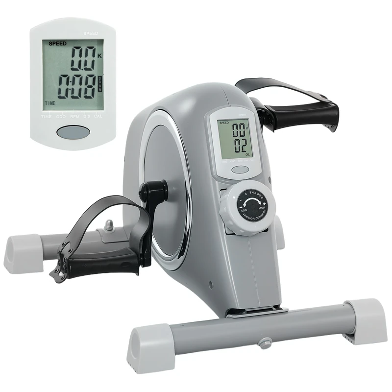 SPORTNOW Mini Exercise Bike, Sit Down Pedal Exerciser with 8-Level Quiet Magnetic Resistance and LCD Display, Portable Under Desk Bike for Arm and Leg Home Gym Office Workout, Grey