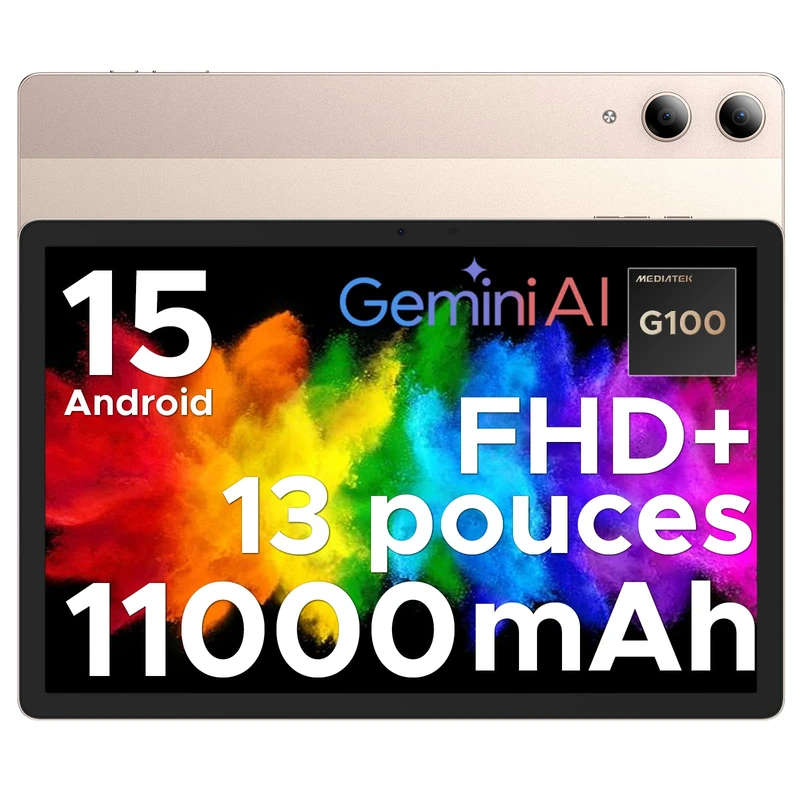 2025 Android 15 Tablet, Tab E3 Pro 13 Inch Tablet, 32GB+256GB/2TB, Helio G100 Octa-Core Android Tablets, 11000mAh/18W, Large Tablets with SIM Card Slot, 3.5mm Jack/5G WiFi/8+13MP, Golden
