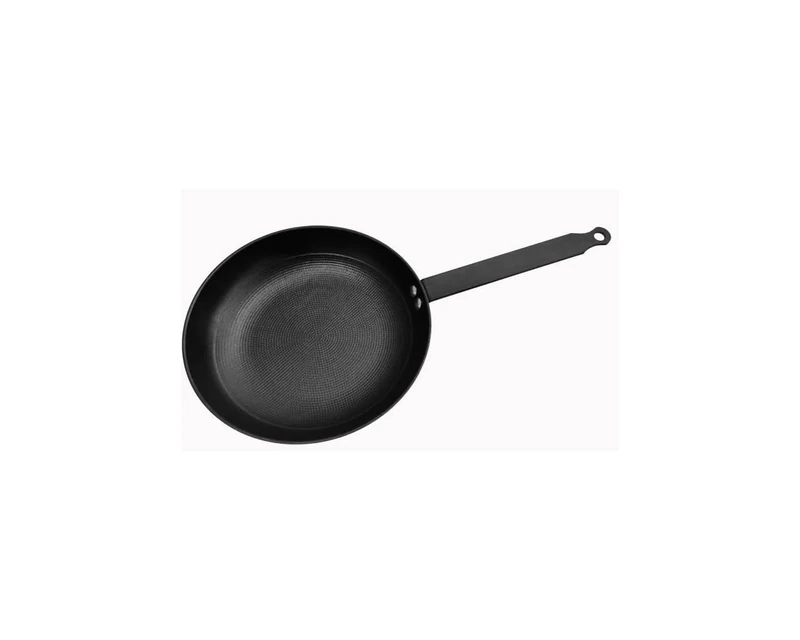 Baumalu, Maestro Enamelled Cast Iron Frying Pan, Light Weight 28 cm, with Sheet Iron Handle, Suitable for All Heat Sources Including Induction, Black Colour, Scratch Resistant, Ideal for Everyday Use
