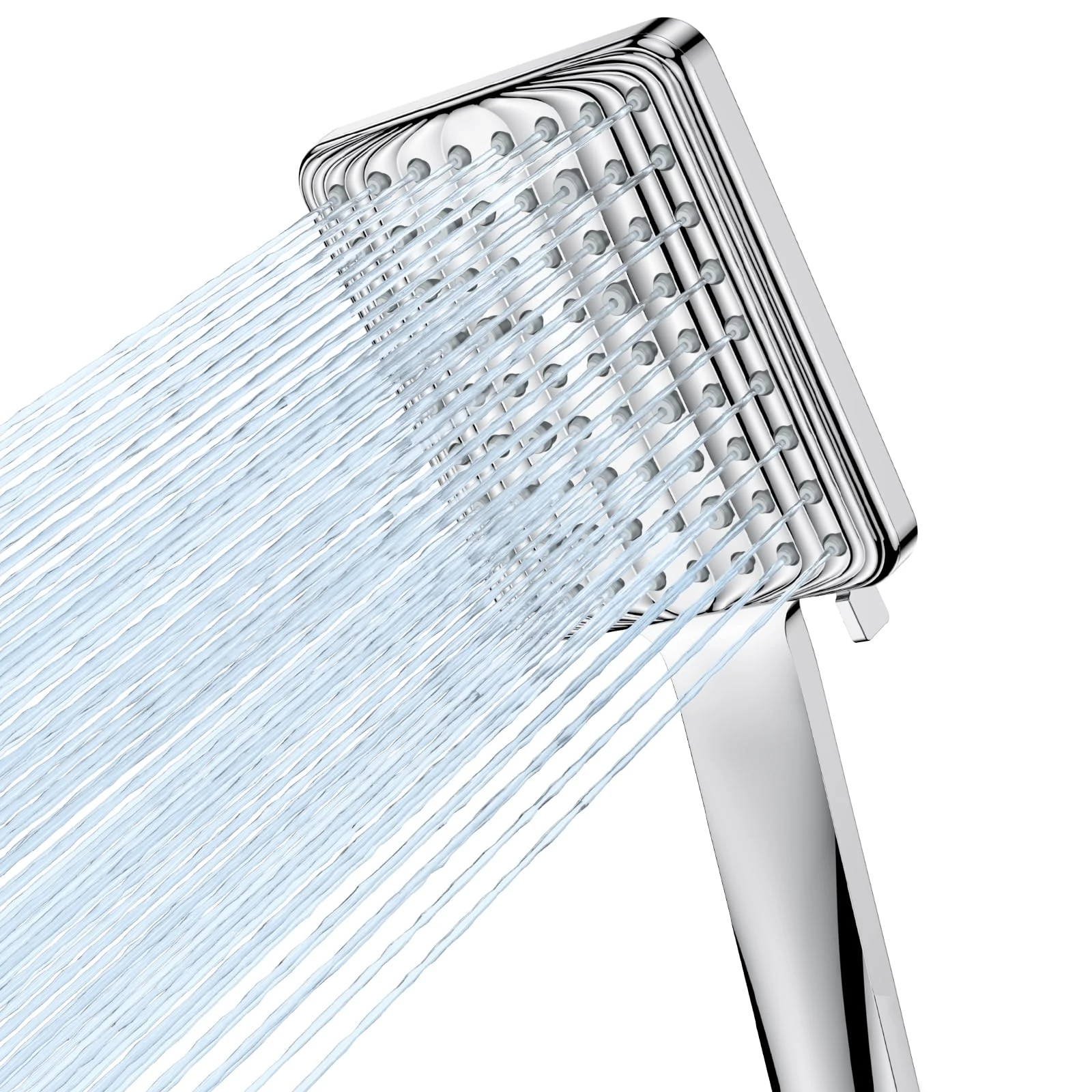 VOXON Shower Head High Pressure, Rainfall Shower Heads with 6 Spray Modes, Power Water Saving ShowerHead, Universal Square Shower Head, Handheld Large Rain Shower Heads for Electric Shower, Silver