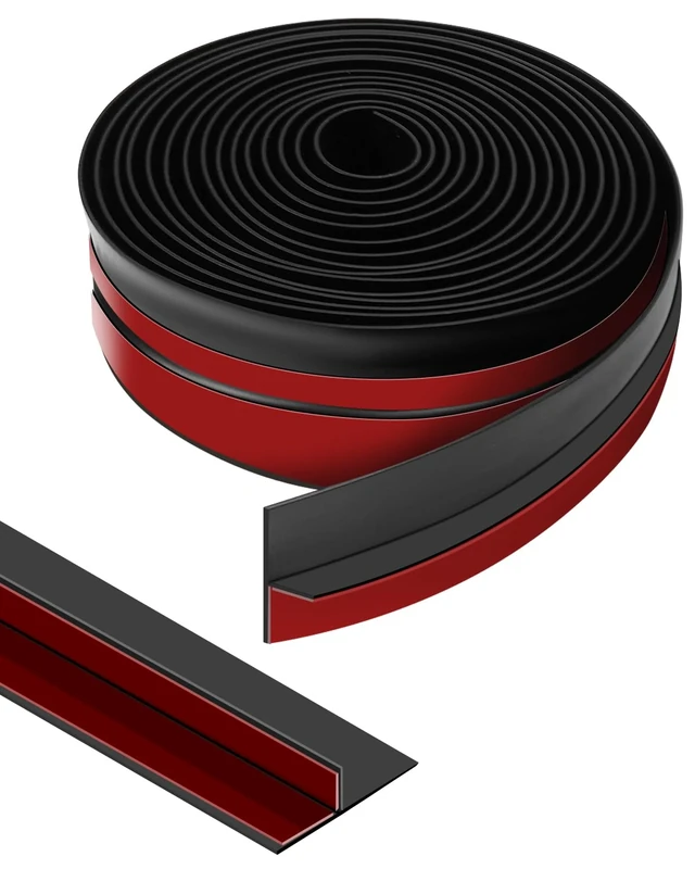 Orghtin Draft Excluder for Doors Black T-Shaped Silicone Seal Strip, Weather Stripping Door Seal Strip, 20 Feet/ 6m Draft Stopper for Side or Under of Door